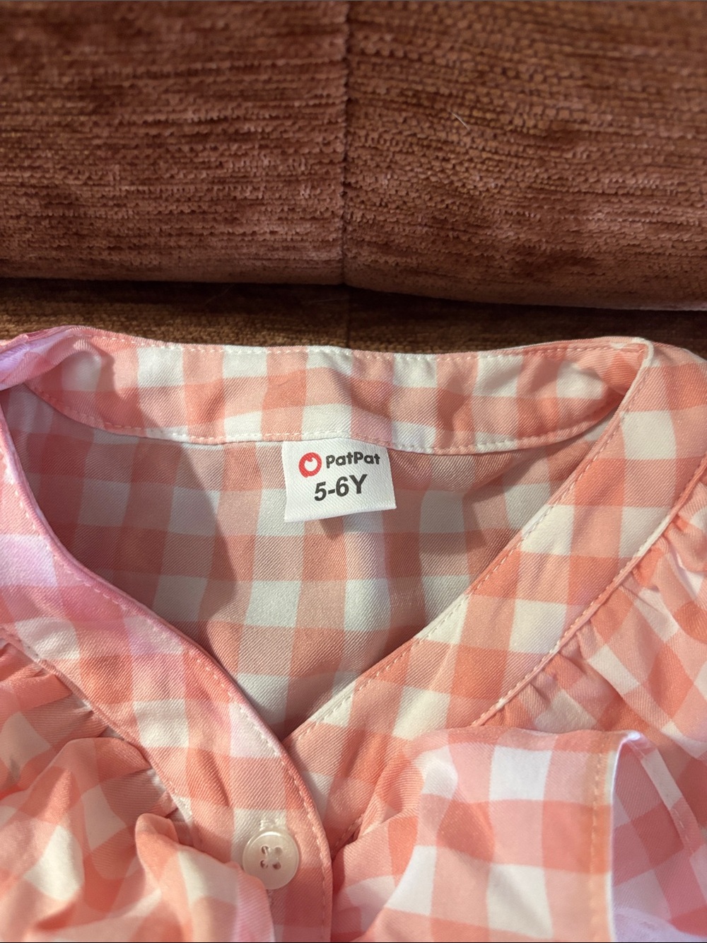 PatPat Pink Gingham Ruffle Button-Front Dress - Picture 2 of 4